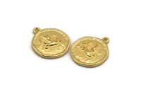 Gold Capricorn Charm, 2 Gold Plated Brass Capricorn Charms With 1 Loop (17x20mm) F-96