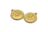 Gold Capricorn Charm, 2 Gold Plated Brass Capricorn Charms With 1 Loop (17x20mm) F-96