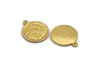 Gold Cancer Charm, 2 Gold Plated Brass Cancer Charms With 1 Loop (17x20mm) F-99