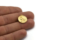 Gold Leo Charm, 2 Gold Plated Brass Leo Charms With 1 Loop (17x20mm) F-94