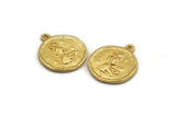 Gold Virgo Charm, 2 Gold Plated Brass Virgo Charms With 1 Loop (17x20mm) F-92