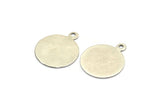 Silver Round Charm, 12 Antique Silver Plated Brass Tags With 1 Loop, Findings (16mm) Brs 89 A0221