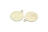 Silver Round Charm, 12 Antique Silver Plated Brass Tags With 1 Loop, Findings (16mm) Brs 89 A0221