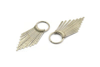 Silver Fringed Earring, Antique Silver Plated Brass Fringed Trim Earring With 1 Loop, Pendants, Findings (62x20mm) E293