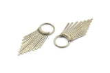 Silver Fringed Earring, Antique Silver Plated Brass Fringed Trim Earring With 1 Loop, Pendants, Findings (62x20mm) E293