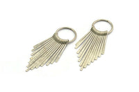 Silver Fringed Earring, Antique Silver Plated Brass Fringed Trim Earring With 1 Loop, Pendants, Findings (62x20mm) E293