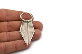 Silver Fringed Earring, Antique Silver Plated Brass Fringed Trim Earring With 1 Loop, Pendants, Findings (62x20mm) E293