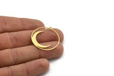 Brass Moon Charm, 4 Raw Brass Round Shaped Charms With 1 Loop, Round Charms, Pendants, Findings (32x30x0.60mm) A6279