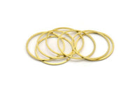 32.5mm Circle Connector, 24 Raw Brass Circle Connectors (32.5x1.3x1mm) A6266