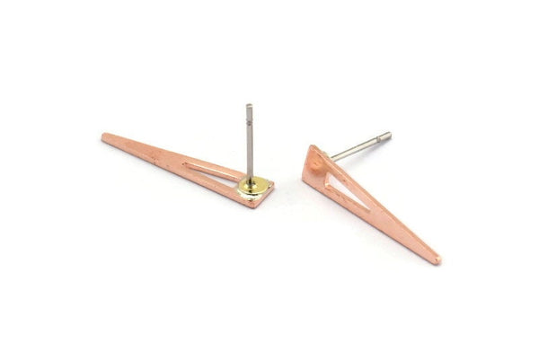Copper Triangle Earring, 12 Raw Copper Triangle Stud Earrings (20x4x0.70mm) M02610