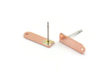 Copper Rectangle Earring, 12 Raw Copper Rectangle Stud Earrings With 1 Hole (14x4x0.80mm) M02758