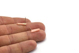 Copper Rectangle Earring, 12 Raw Copper Rectangle Stud Earrings With 1 Hole (14x4x0.80mm) M02758