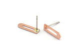 Copper Rectangle Earring, 12 Raw Copper Rectangle Stud Earrings (14x4x0.80mm) M02755