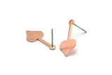 Copper Heart Earring, 8 Raw Copper Heart Shaped Stud Earrings (20x9x0.80mm) M02023