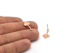 Copper Heart Earring, 8 Raw Copper Heart Shaped Stud Earrings (20x9x0.80mm) M02023