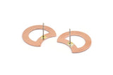 Copper Moon Earring, 8 Raw Copper Crescent Moon Stud Earrings (20x15x0.70mm) M615