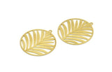 Brass Round Charm, 4 Raw Brass Branch Patterned Round Shaped Charms With 1 Loop, Charm Pendants (40x37x0.60mm) A6016