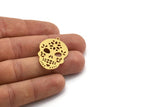 Brass Skull Charm, 4 Raw Brass Skull Head Charms With 1 Loop, Findings (34x22.5x0.60mm) A6137