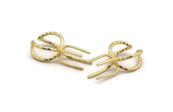 Claw Ring Setting - Gold Plated Brass 4 Claw Ring Blank For Natural Stones E655 H0945