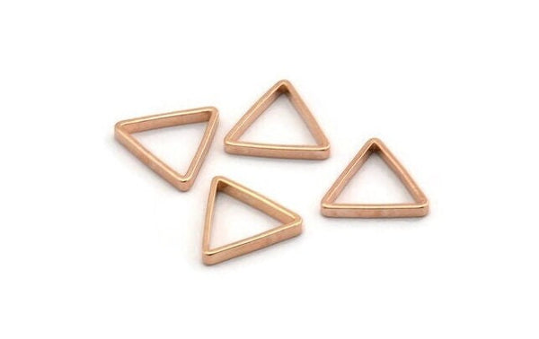 Rose Gold Triangle Charm, 15 Rose Gold Plated Brass Open Triangle Rings, Charms (14x0.8x2mm) Bs 1200