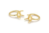 Claw Ring Blank, 2 Gold Plated Brass Ring Settings with 4 Claws, Ring Blanks N0105-16.5