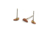 Copper Semi Circle Earring, 12 Tiny Raw Copper Half Moon Stud Earring (6x2.5x0.70mm) M01416