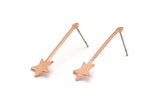 Copper Star Earring, 8 Raw Copper Star Stud Earrings (30x9x0.80mm) M02028