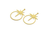 Brass Star Charm, 6 Raw Brass Round Charms With 1 Loop, Pole Star Charms, Pendants, Findings (33x21x0.60mm) A6358