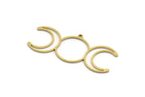 Brass Moon Charm, 12 Raw Brass Crescent Moon Charms With 1 Loop, Findings (45x20x0.80mm) A6343