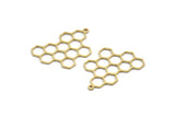 Brass Hexagon Charm, 24 Raw Brass Hexagon Shaped Charms With 1 Loop, Earring Findings, Geometric Charms (32x21x0.80mm) A6331