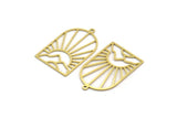 Brass Sun Charm, 4 Raw Brass Mountain Charms With 1 Loop, Sun Rising Charms, Findings (32x20x0.60mm) A6357