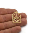 Brass Sun Charm, 4 Raw Brass Mountain Charms With 1 Loop, Sun Rising Charms, Findings (32x20x0.60mm) A6357