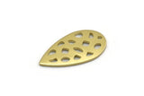 Brass Drop Charm, 12 Raw Brass Drop Charms With 1 Hole, Findings (20x11x0.80mm) M03407