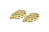 Brass Drop Charm, 12 Raw Brass Drop Charms With 1 Hole, Findings (20x11x0.80mm) M03407