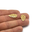 Brass Drop Charm, 12 Raw Brass Drop Charms With 1 Hole, Findings (20x11x0.80mm) M03407