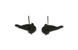 Black Bird Earring, 4 Oxidized Black Plated Brass Bird Stud Earrings (13x20x1.3mm) N1755 Q0482