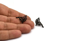 Black Bird Earring, 4 Oxidized Black Plated Brass Bird Stud Earrings (13x20x1.3mm) N1755 Q0482