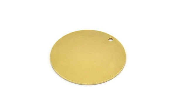 Brass Stamping Tag, 4 Raw Brass Round Charms With 1 Hole (26x0.60mm) A6032