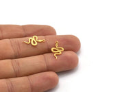 Gold Snake Charm, 10 Gold Plated Brass Snake Shaped Charms With 1 Loop, Pendants, Findings (19x11x0.60mm) A4090