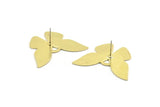 Brass Butterfly Earring, 4 Raw Brass Butterfly Shaped Stud Earrings (34x26x0.80mm) A0422 A6182