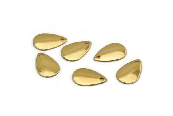 Gold Drop Charm, 12 Gold Plated Brass Drop Charms, Findings (13x8mm) Brs 1988 A0235