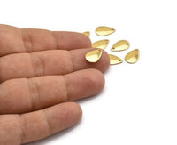 Gold Drop Charm, 12 Gold Plated Brass Drop Charms, Findings (13x8mm) Brs 1988 A0235