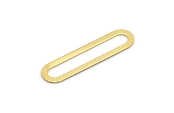 Gold Oval Connector, 4 Gold Plated Brass Oval Connectors, Charms, Findings (44x11x0.90mm) D1340