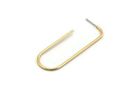 Gold Earring Wires, 2 Gold Plated Brass Earring Studs (57x20x1.5mm) D1622 H0893