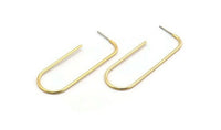 Gold Earring Wires, 2 Gold Plated Brass Earring Studs (57x20x1.5mm) D1622 H0893