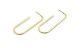 Gold Earring Wires, 2 Gold Plated Brass Earring Studs (57x20x1.5mm) D1622 H0893