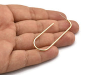 Gold Earring Wires, 2 Gold Plated Brass Earring Studs (57x20x1.5mm) D1622 H0893