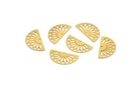 Gold Semi Circle, 8 Gold Plated Brass Semi Circle Charms With 1 Hole, Earrings, Findings (19x10x0.40mm) F110