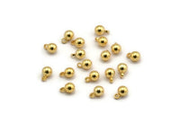Gold Ball Charm, 8 Gold Plated Brass Ball Charms With 1 Loop (4mm) D1718