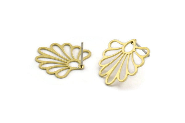 Brass Flower Earring, 10 Raw Brass Flower Shaped Stud Earrings (19x19x0.60mm) A4943 A6189